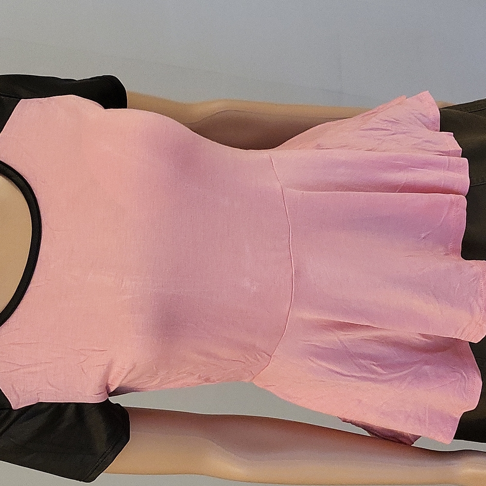 Pink Hi Low top with Faux leather detail